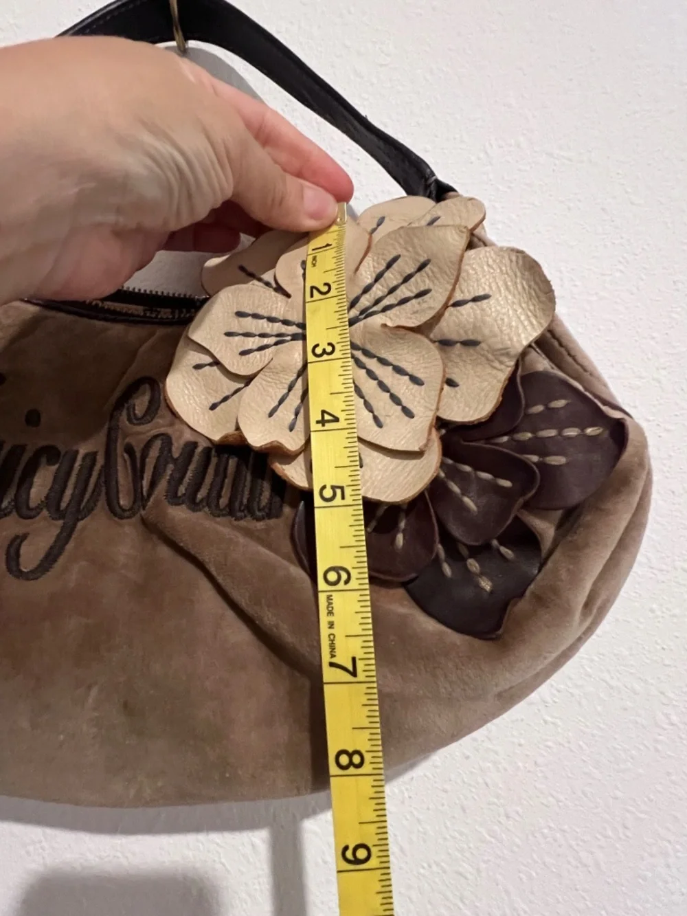 Vintage velvet Juicy Couture bag with flower detail